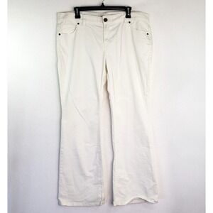 Lands End‎ Jeans Womens Size 14 White Bootcut Stretch Denim Pant Mid Rise Casual